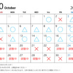 日本橋写真館の2026年10月の予約状況カレンダー。宣材写真・オーディション写真の撮影予約の空き状況を掲載。